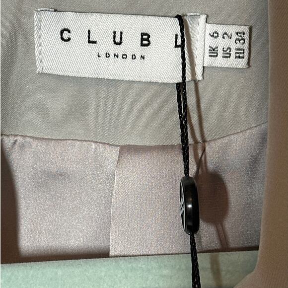 Club L London Gray Wrap Tie Detail Relaxed Blazer Gray Size 2 Celeb Style - Picture 7 of 16